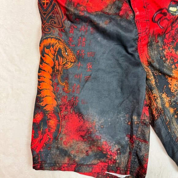 MMA Elite Men's Red Cobra Print Swim Trunks Size M - Beachwear, Surfing Attire - Picture 5 of 16
